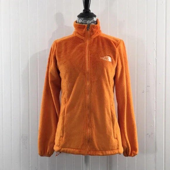 The North Face Orange Full Zip Mock Neck Jacket Womens XS Faux Fur - Picture 12 of 12